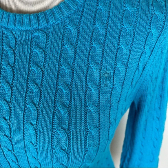 Lilly Pulitzer Crewneck Cable Knit 100% Cotton Sweater Bright Blue Size XS - Picture 2 of 5